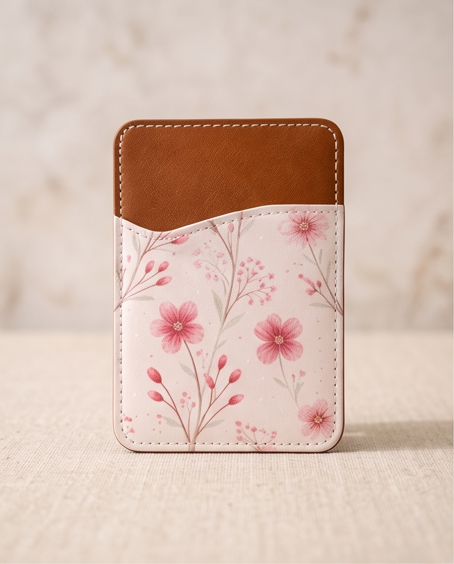Blush Petals Leather Cardholder ✨🌿
