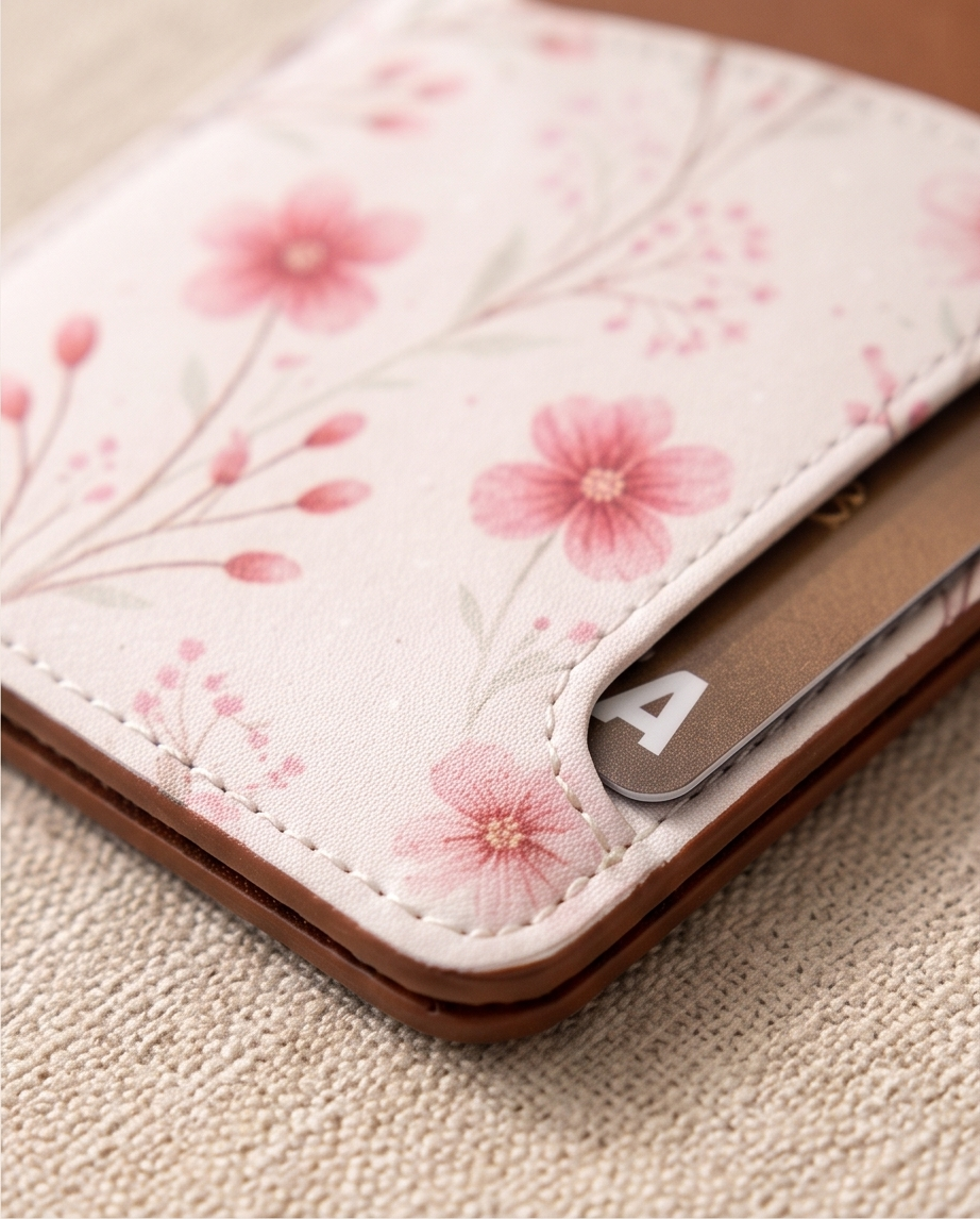 Blush Petals Leather Cardholder ✨🌿