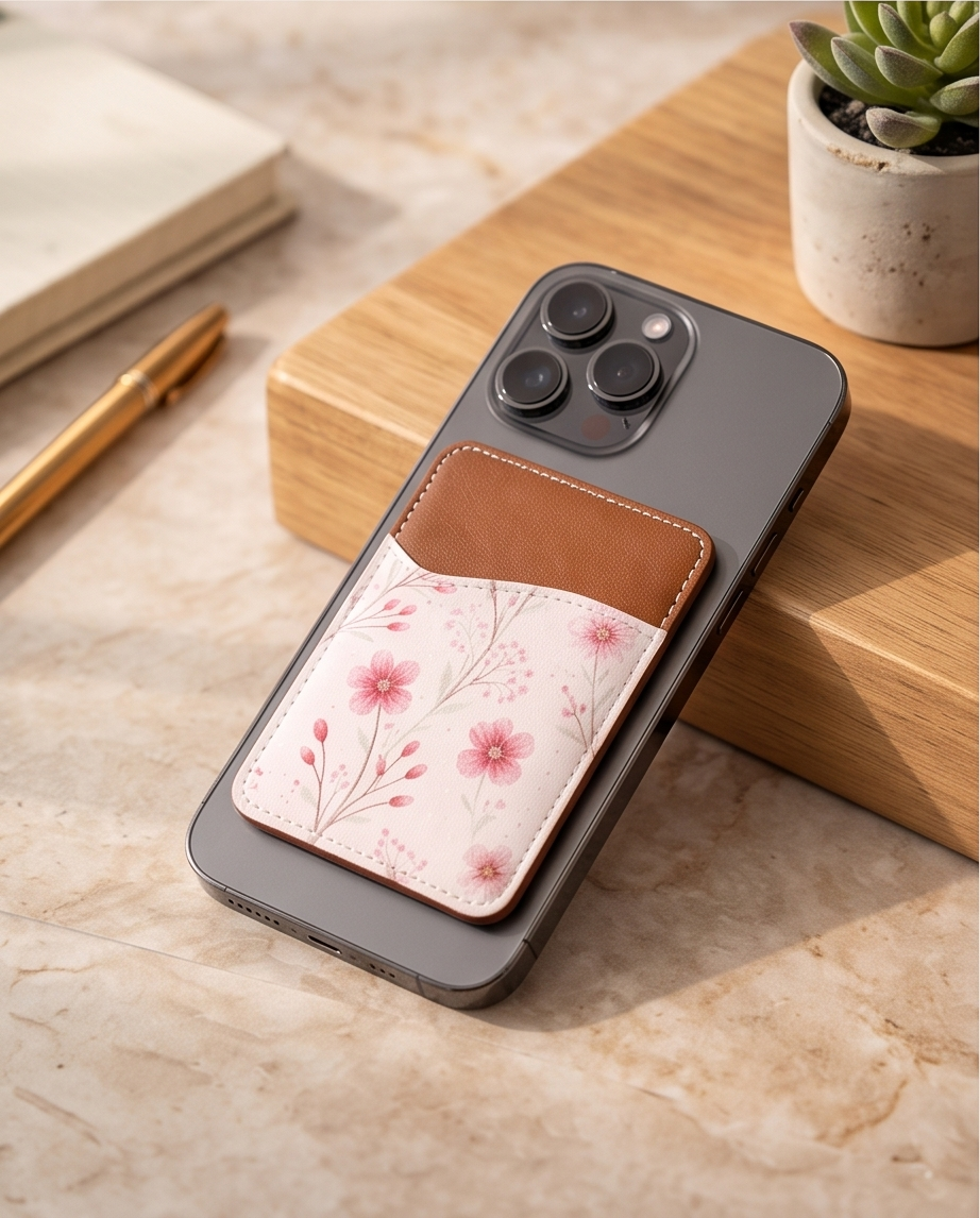 Blush Petals Leather Cardholder ✨🌿