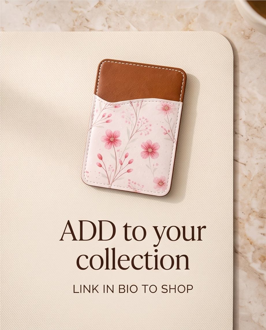 Blush Petals Leather Cardholder ✨🌿
