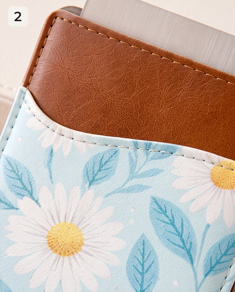 Daisy Bloom Leather Cardholder ✨🌿