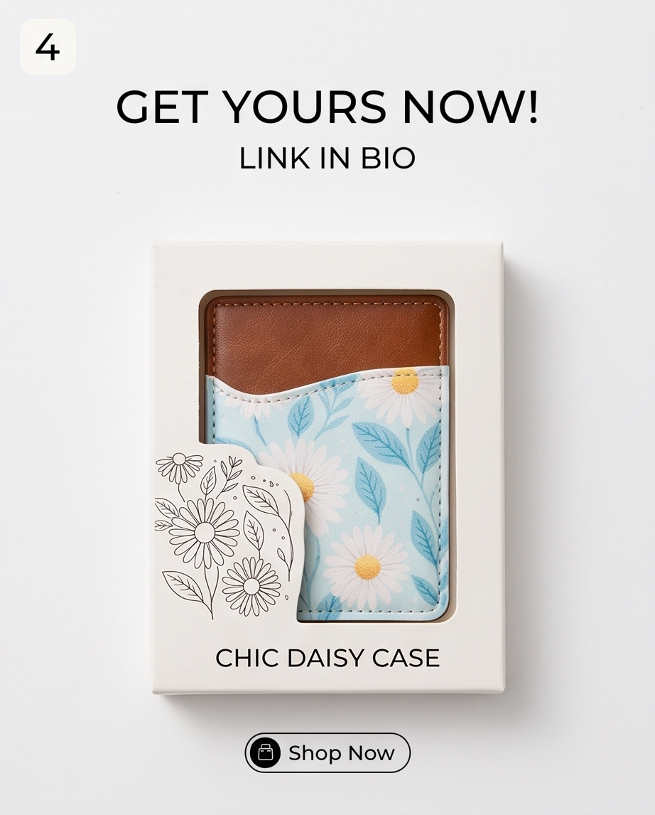 Daisy Bloom Leather Cardholder ✨🌿