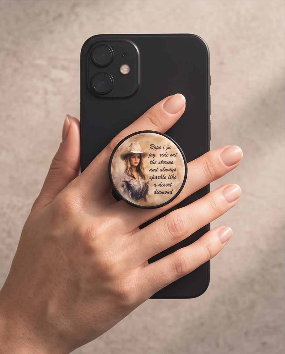 Western Cowgirl Phone Grip | Inspirational Quote Phone Holder | Rustic Country Phone Accessory | Cowgirl Gift for Her
