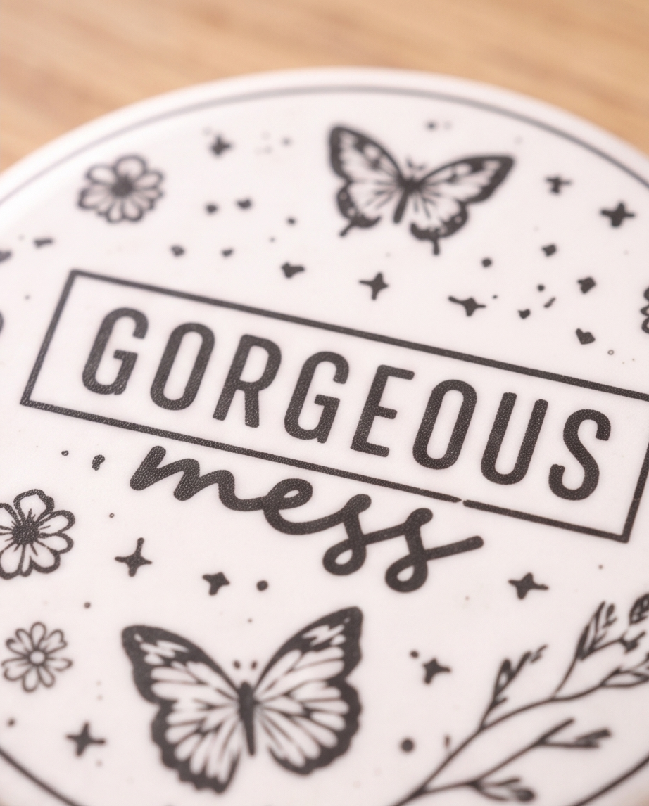 Gorgeous Mess Phone Grip | Butterfly Phone Holder | Inspirational Quote Phone Accessory | Black and White Gift for Her