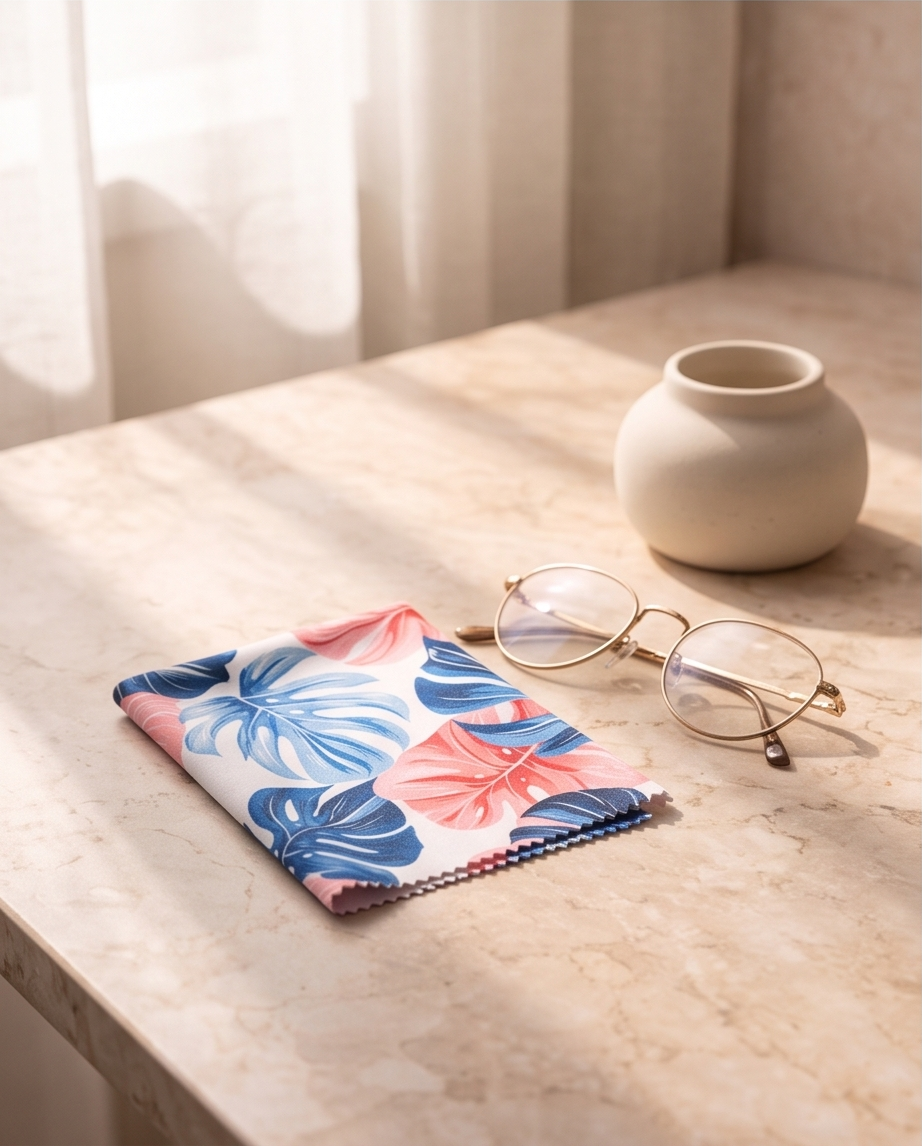Tropical Leaf Glow Glasses Cloth 🌴💙