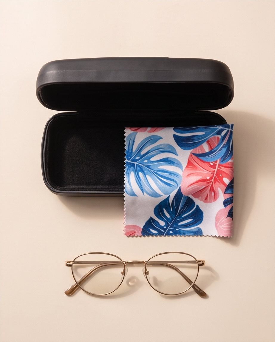Tropical Leaf Glow Glasses Cloth 🌴💙