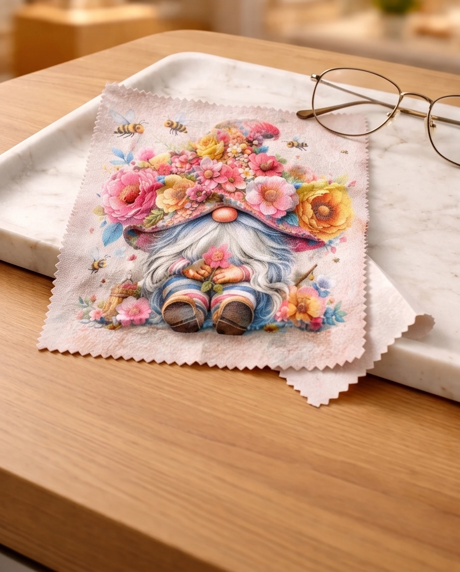 Flower Garden Gnome Glasses Cloth 🌼🧙‍♂️
