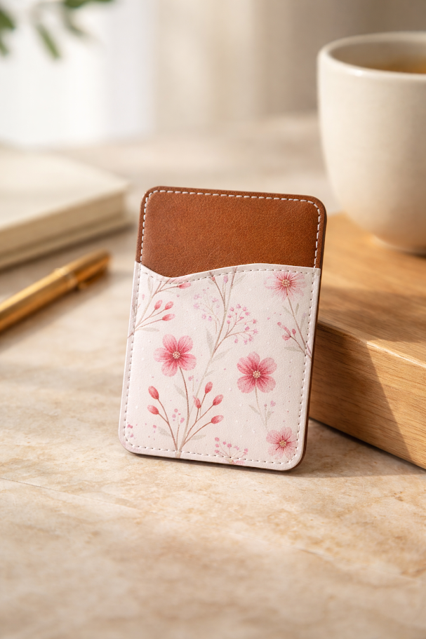 Blush Petals Leather Cardholder ✨🌿