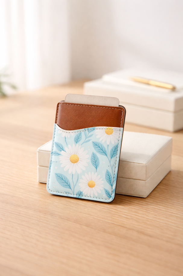 Daisy Bloom Leather Cardholder ✨🌿