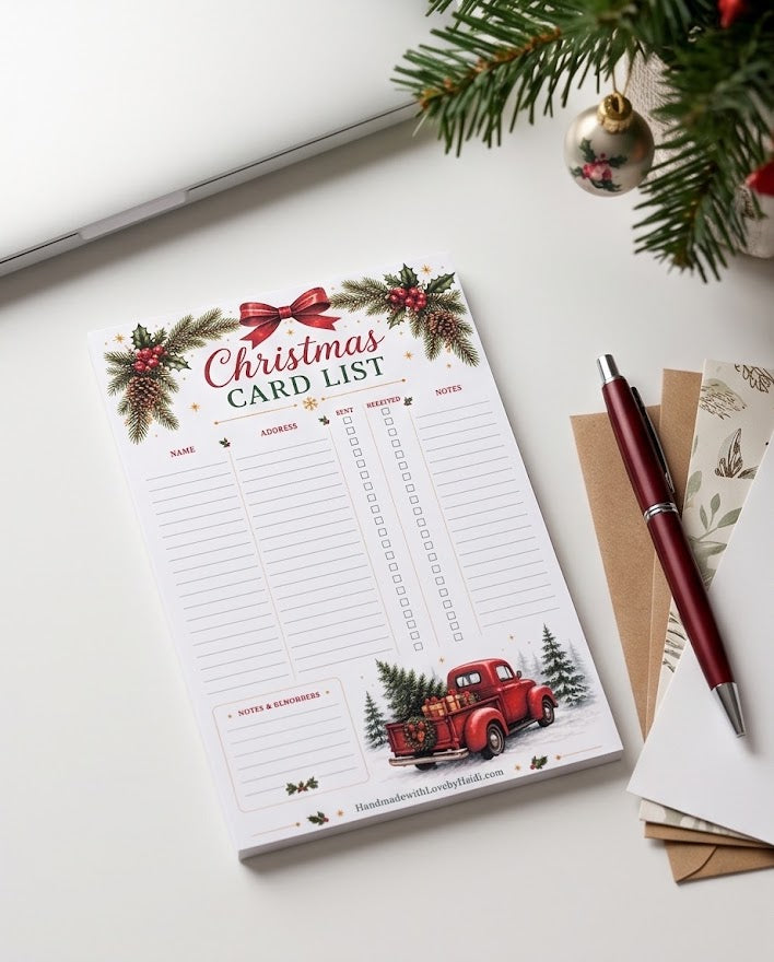 Christmas Card List Printable 50 Pages