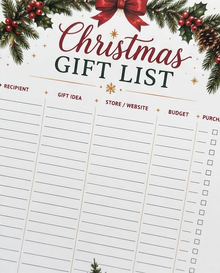 Christmas Gift List Notepad – Festive Holiday Planner Pad with Vintage Red Truck Design