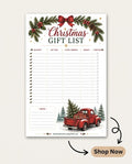 Christmas Gift List Notepad – Festive Holiday Planner Pad with Vintage Red Truck Design