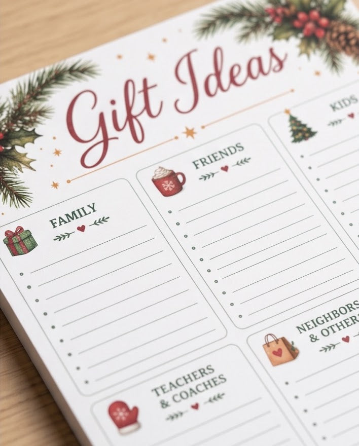 Holiday Gift Ideas Planner – Festive Christmas List Organizer