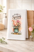 Hello Spring Gnome Kitchen Towel 🌷🧡✨