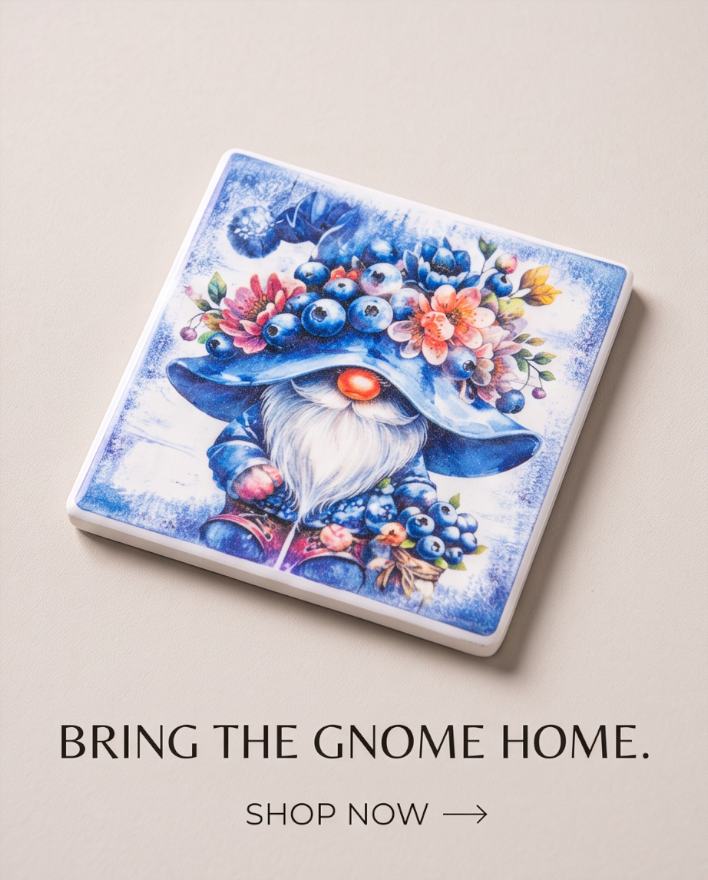 Blueberry Blossom Gnome Coaster ✨🍄