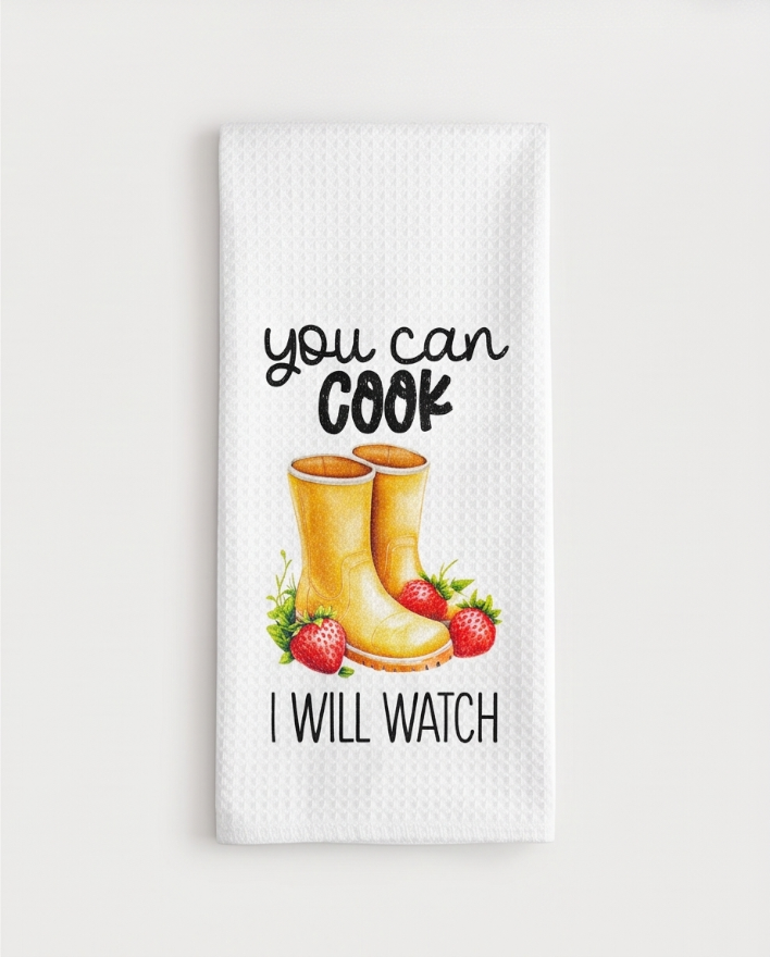 You Cook, I’ll Cheer Kitchen Towel 🍓