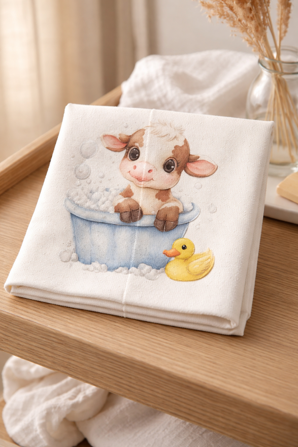 Sweet Baby Cow Bath Time Washcloth
