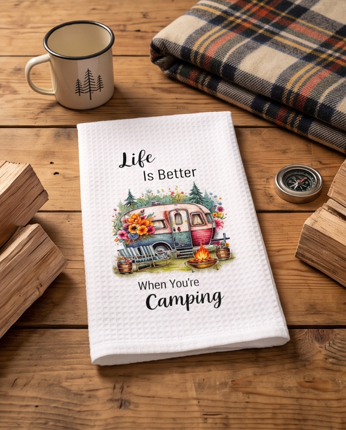 Life Is Better Camping Kitchen Towel 🌲🏕️