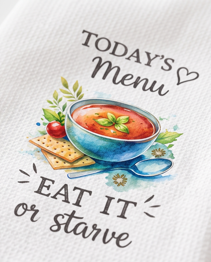 Today’s Menu: Eat It or Starve Kitchen Towel 🍲😂