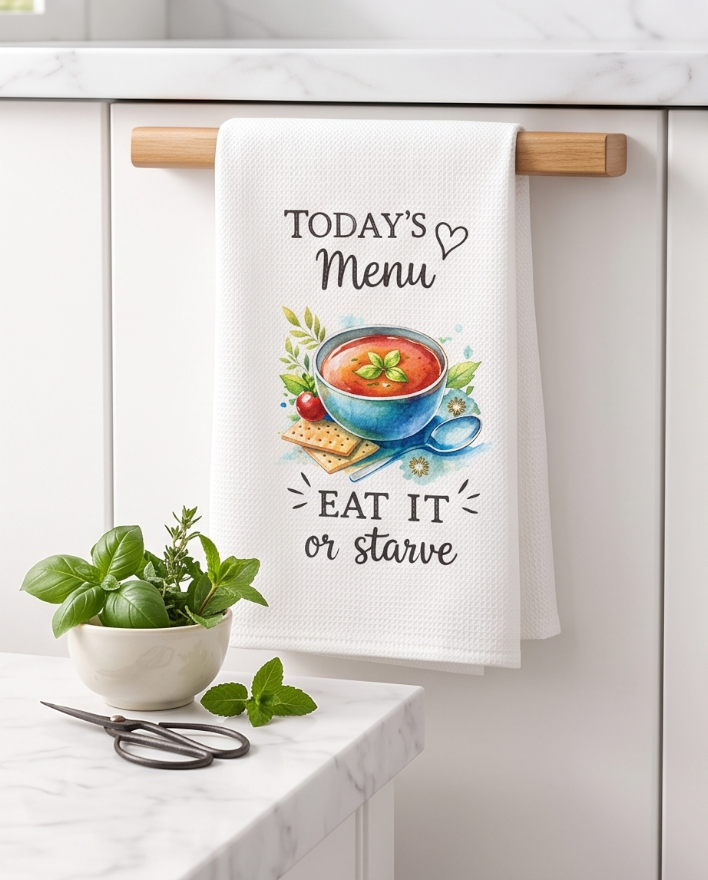 Today’s Menu: Eat It or Starve Kitchen Towel 🍲😂