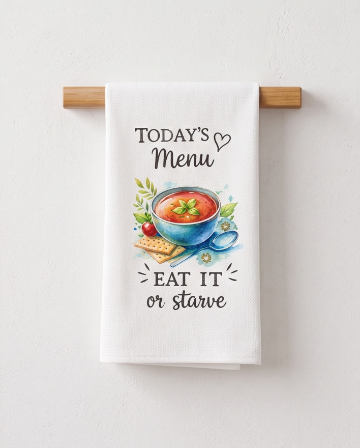 Today’s Menu: Eat It or Starve Kitchen Towel 🍲😂