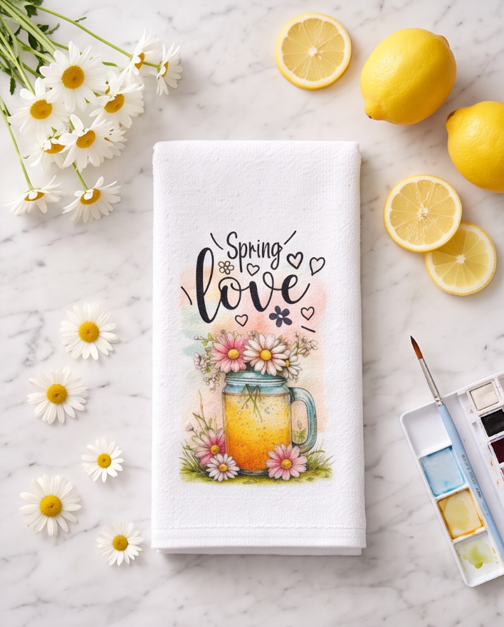 Spring Love in a Jar Kitchen Towel 🍋