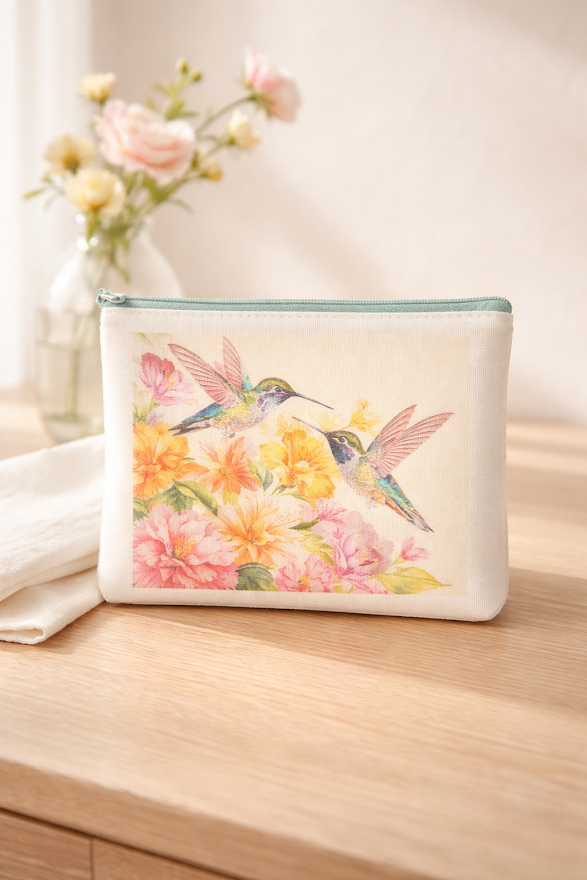 Hummingbird Garden Zipper Pouch🌺