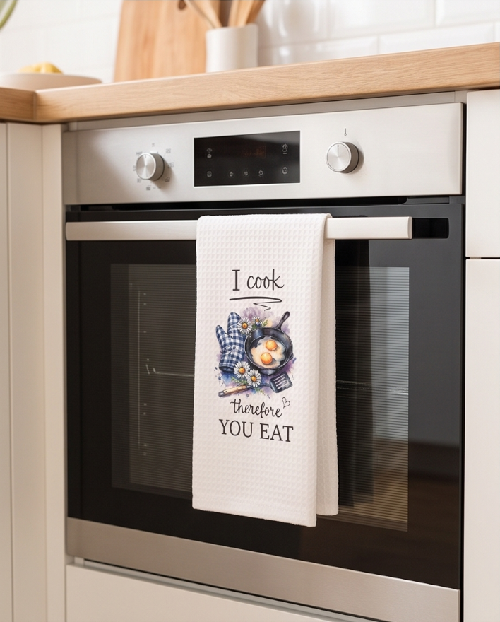 I Cook, Therefore You Eat Kitchen Towel 🌼🍴 🍳✨