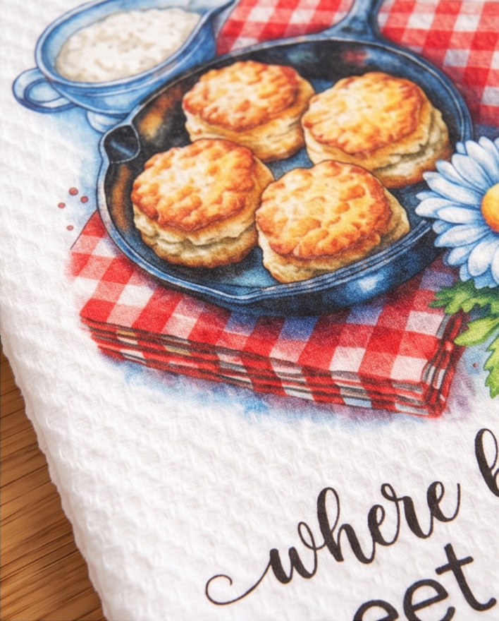 Country Kitchens Where Biscuits Meet Gravy Towel 🌼✨ 🥣🍞