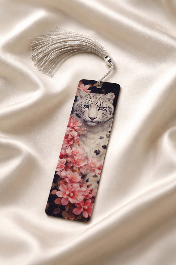 Snow Leopard Blossoms Bookmark ✨🌸📚