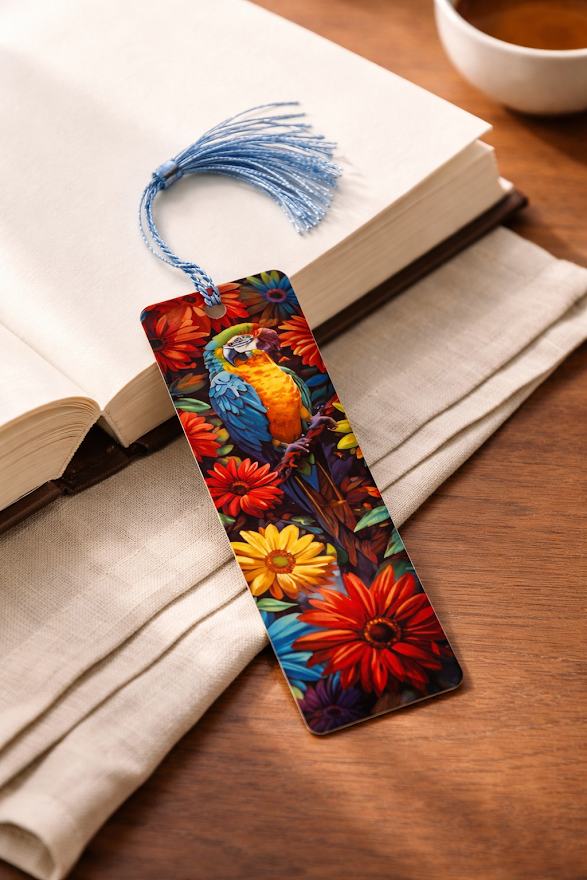 Tropical Parrot Blooms Bookmark ✨🌺📚