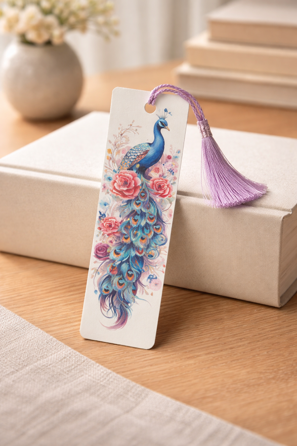 Peacock Rose Elegance Bookmark ✨🌸📚