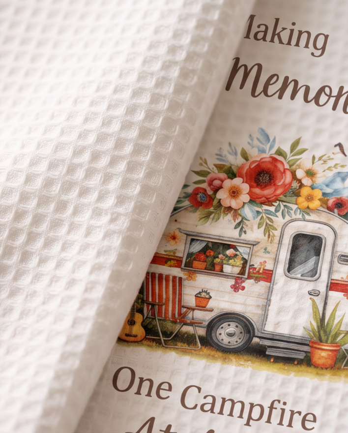 Making Memories One Campfire at a Time Kitchen Towel 🌲✨ 🔥🏕️