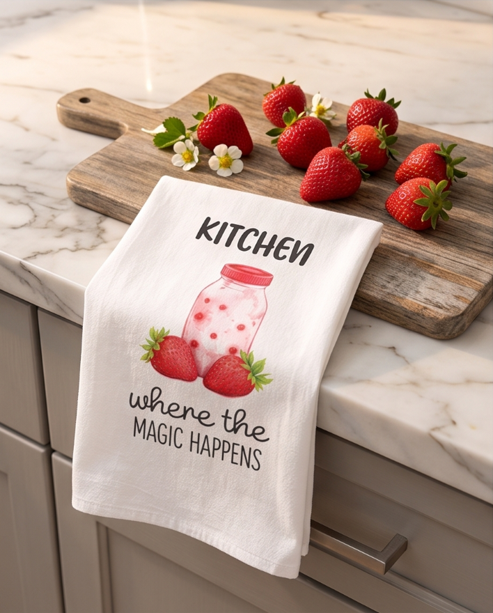 Kitchen Magic Strawberry Towel ✨🍓🫙