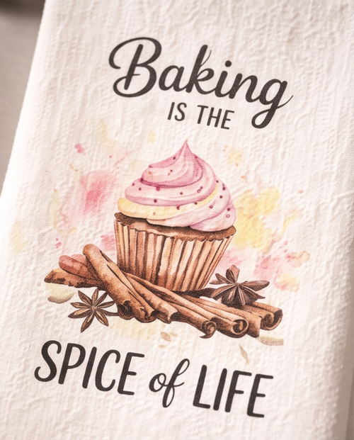 Baking Is the Spice of Life Kitchen Towel ✨🌿🧁