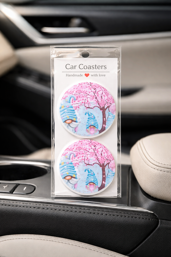 Blossom Gnome Car Coasters ✨🌸🚗