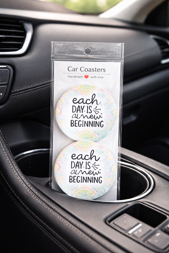 New Beginning Floral Car Coasters ✨🌸🚗