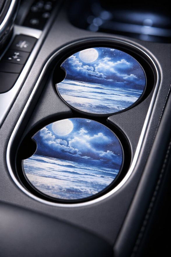 Moonlit Ocean Car Coasters ✨🌊🚗