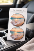 Sunset Shoreline Car Coasters ✨🌊🚗