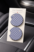 Blue Checkered Car Coasters ✨🚗🌿
