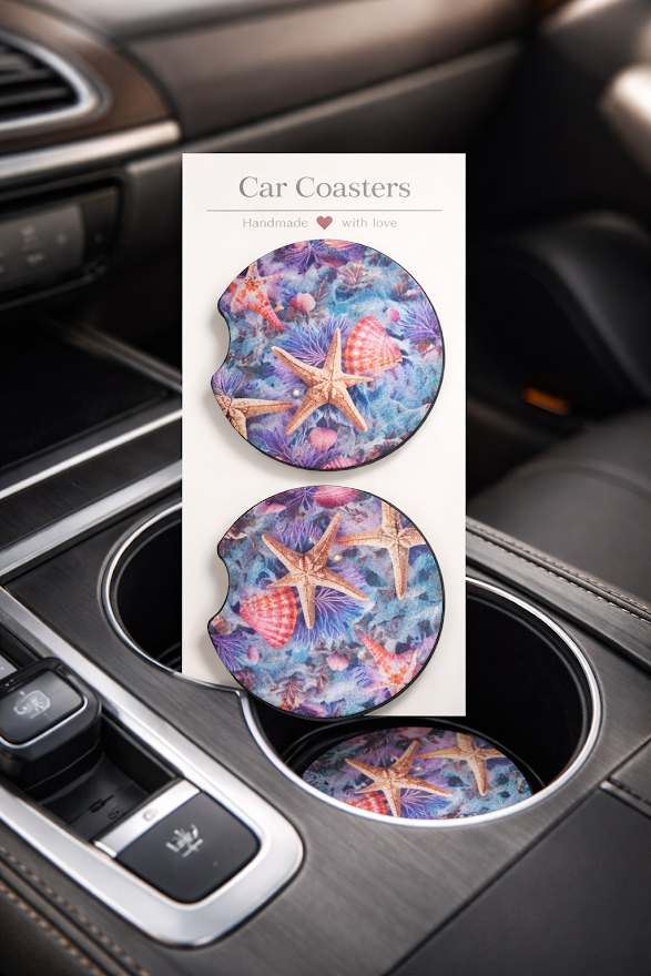 Ocean Treasures Car Coasters ✨🌊🐚