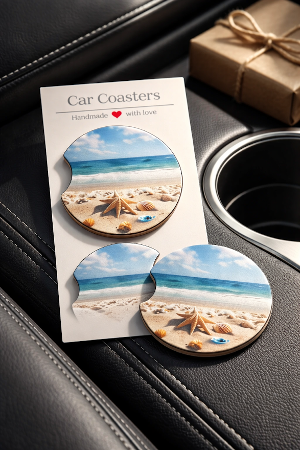 Coastal Seashell Breeze Car Coasters 🐚🌊✨