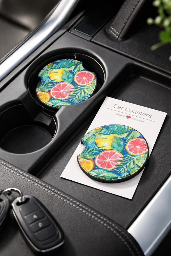 Citrus Sunshine Car Coasters 🍋🍊✨