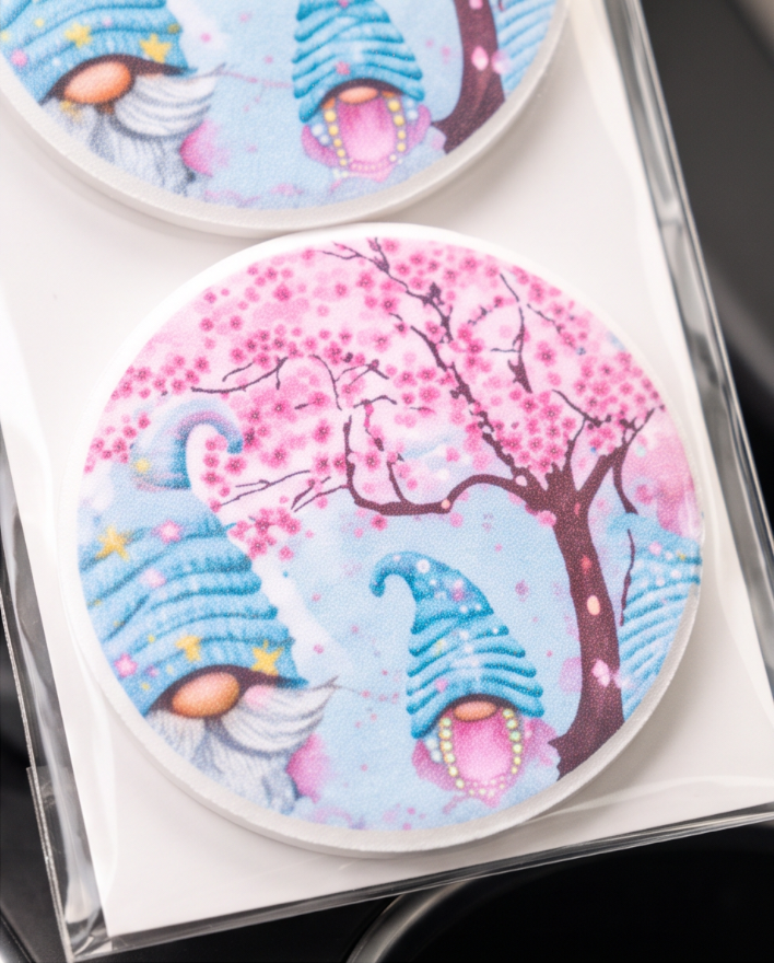Blossom Gnome Car Coasters ✨🌸🚗