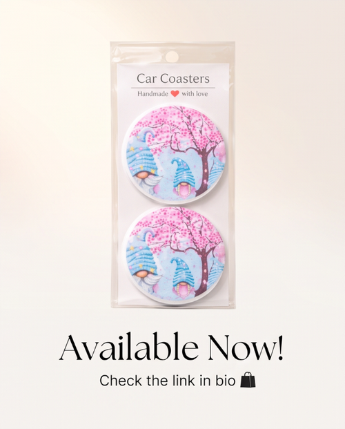 Blossom Gnome Car Coasters ✨🌸🚗