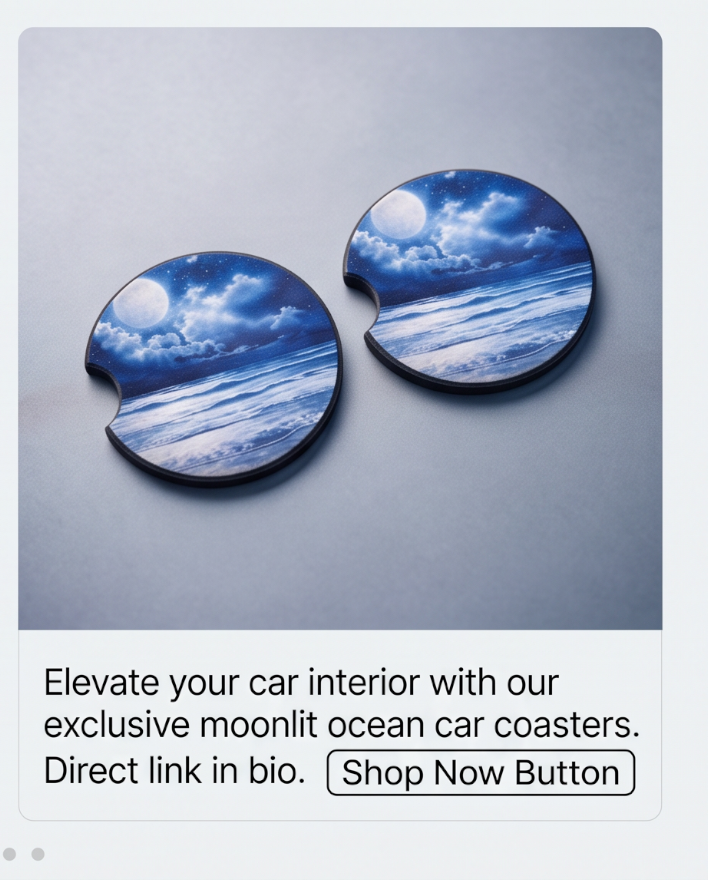 Moonlit Ocean Car Coasters ✨🌊🚗