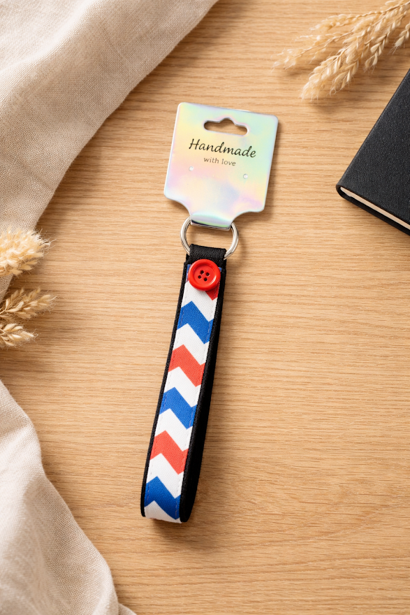 Chevron Americana Wristlet Keychain 🇺🇸✨