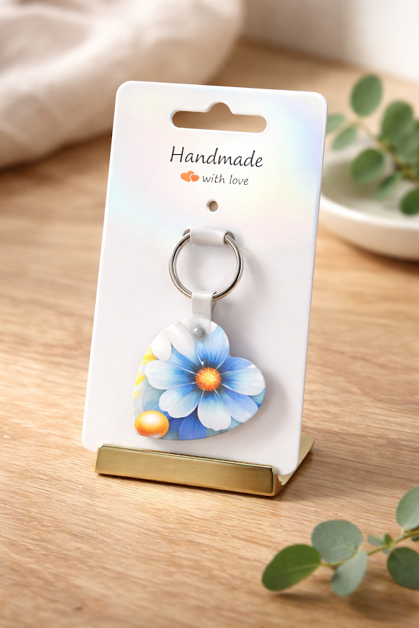 Blue Blossom Heart Keychain 💙🌼✨