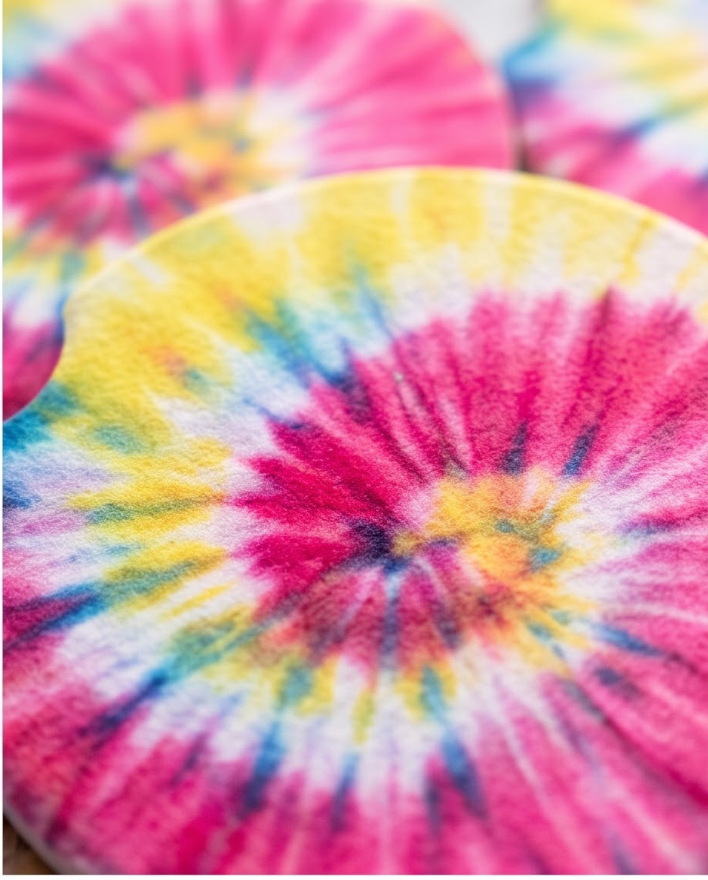 Rainbow Tie Dye Car Coasters ✨🚗💛