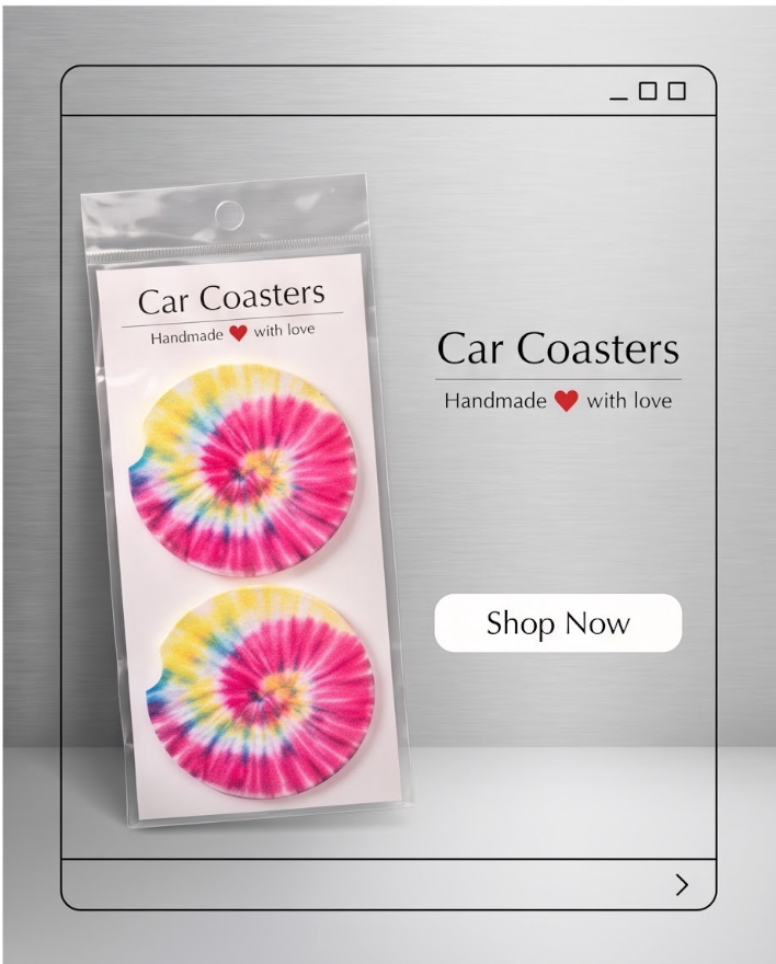 Rainbow Tie Dye Car Coasters ✨🚗💛